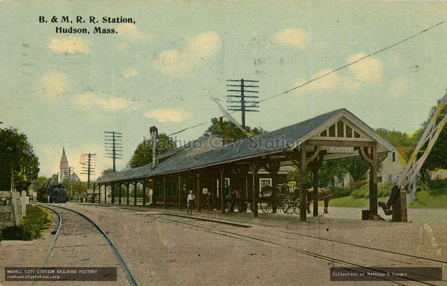 Postcard: Boston & Maine Railroad Station, Hudson, Massachusetts
